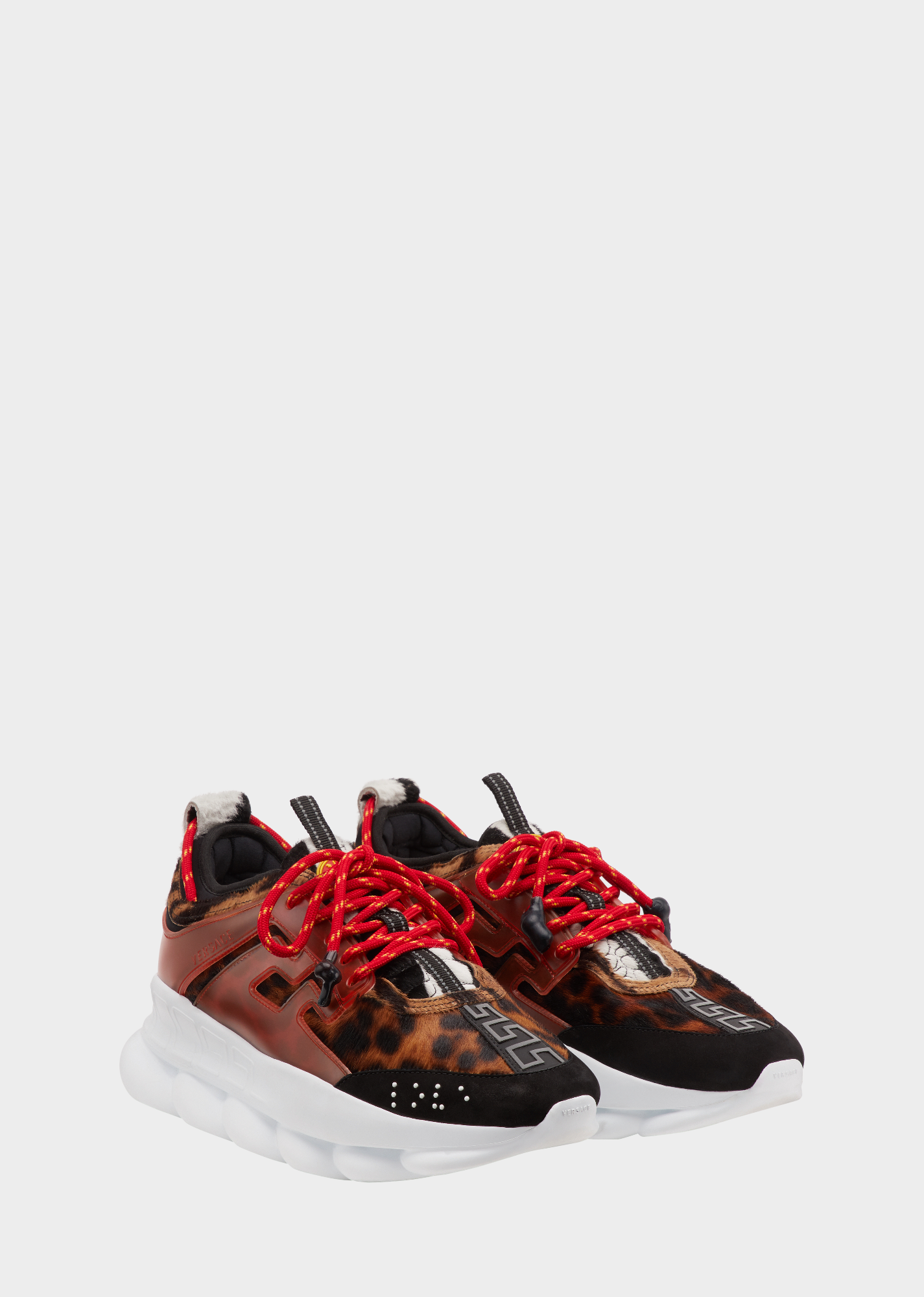 new VERSACE Chain Reaction Red Wild Leopard low chunky sneaker