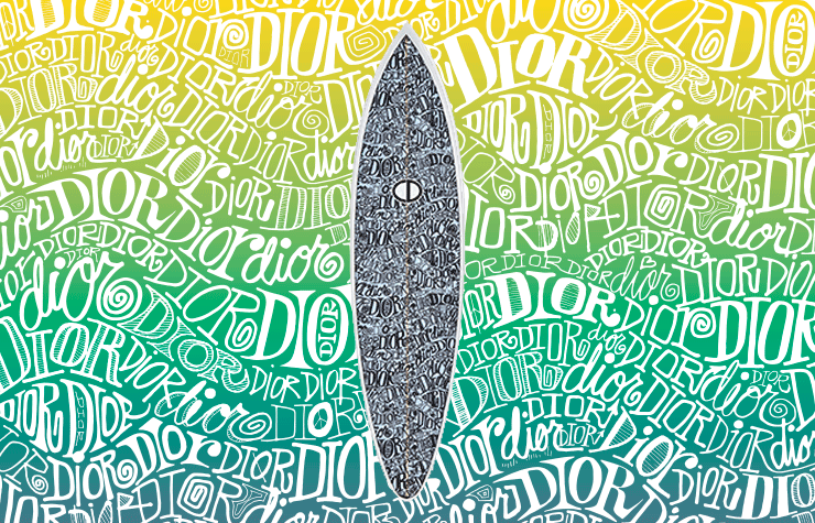 dior shawn stussy surfboard